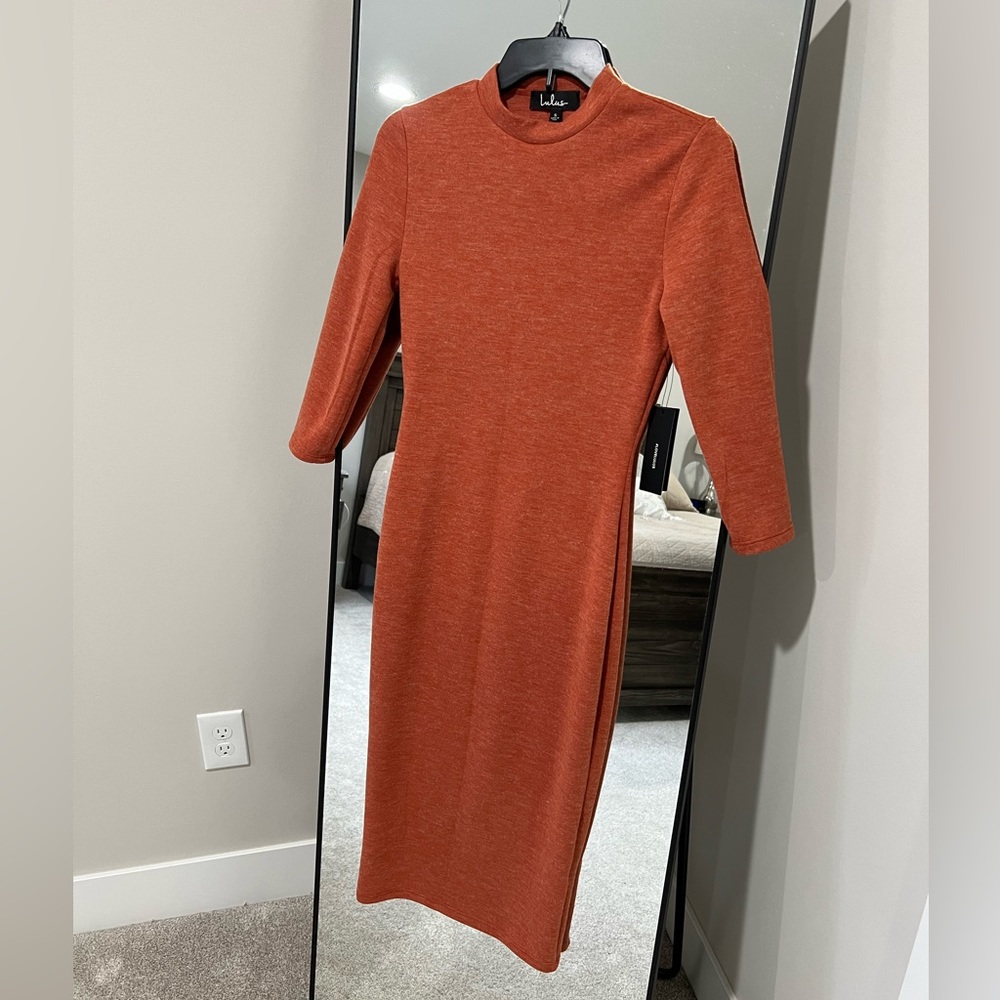 Lulu's Rust Orange Midi Dress
